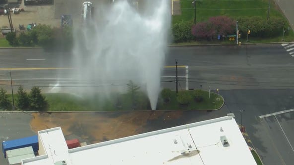 Geyser in Plymouth meeting bursts water several feet into sky