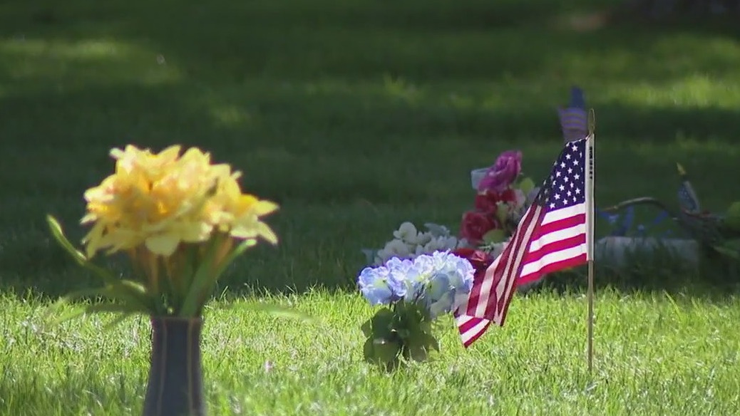 Mountain View Cemetery decorated with 3,000 flags