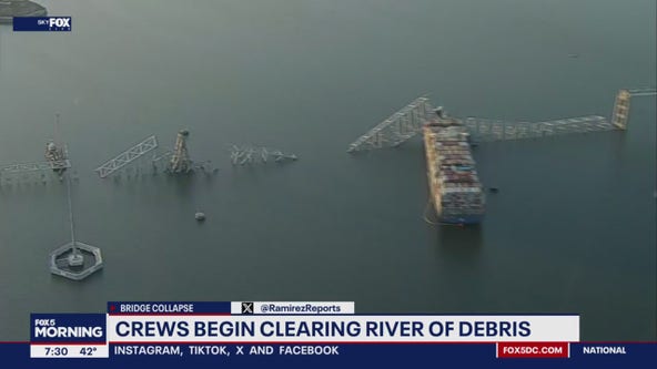 Large cranes arrive to begin clearing wreckage from Baltimore Key bridge collapse