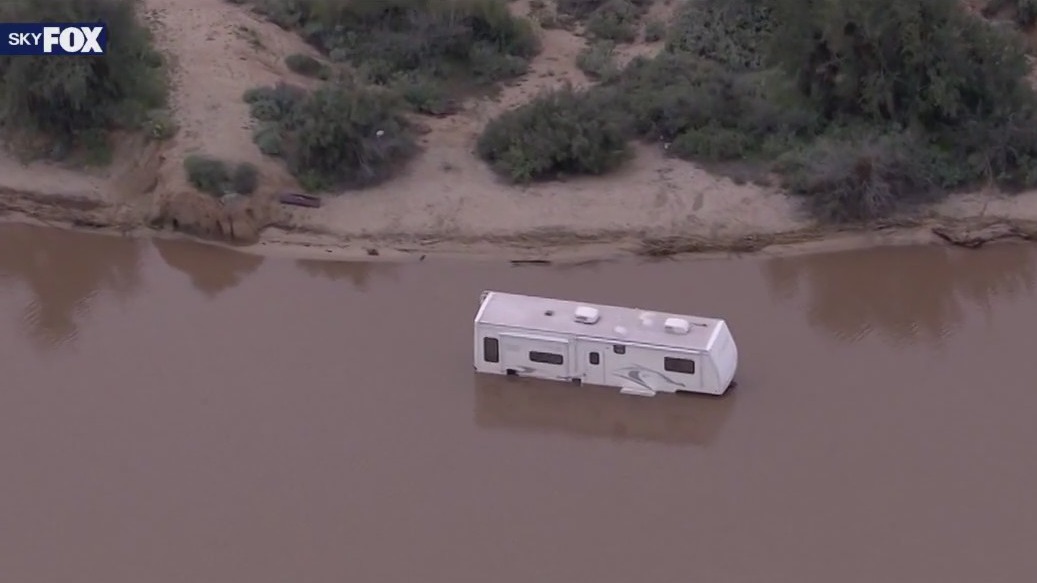 Campers seen in floodwater at Bartlett Lake area