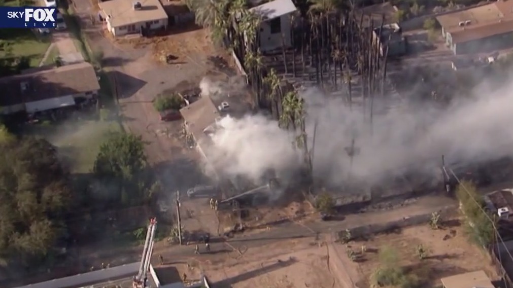 Several structures on fire in central Phoenix