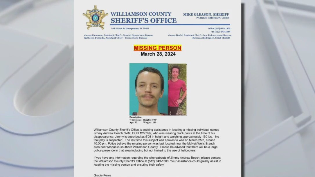 Man missing since Monday in Williamson County