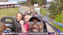 Paul Milliken takes a ride on Six Flags Over Georgia's Great American Scream Machine
