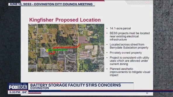 Battery storage facility stirs concerns in Covington