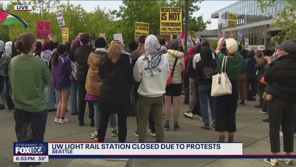 Pro-Palestine demonstration near UW closes light rail station