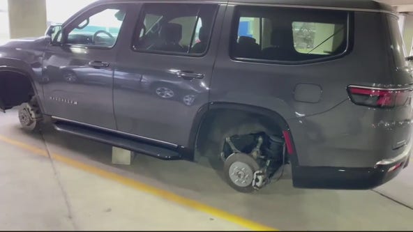 Family's SUV has tires and wheels stolen at DTW Big Blue Parking Deck