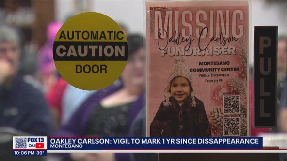 Vigil held to mark one year since Oakley Carlson was reported missing