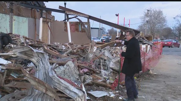 Excavator accident slows tear-down of Warren feed store on Van Dyke