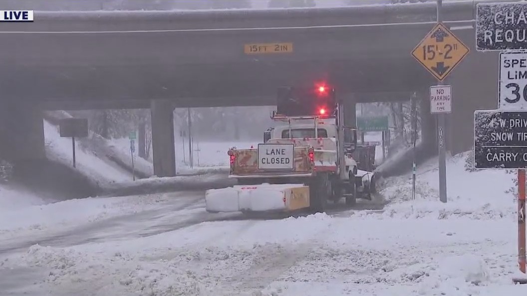 Army of crews clear roads en route to Tahoe ahead of blizzard