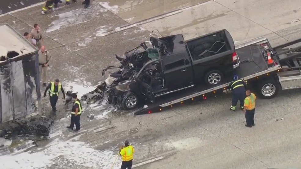 Truck driver survives 91 Freeway crash
