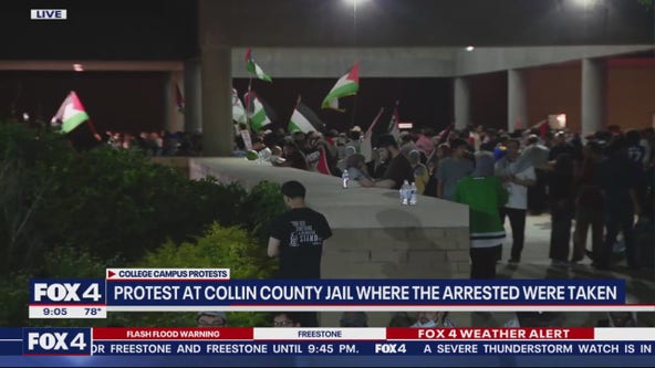 Protesters set up at Collin County jail