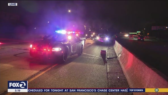 I-580 in Oakland at Grand Avenue closed after car crash