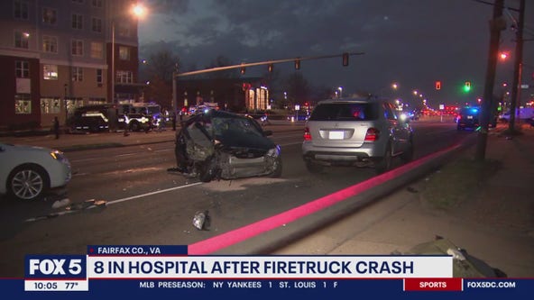 8 in hospital after firetruck crash in Fairfax County