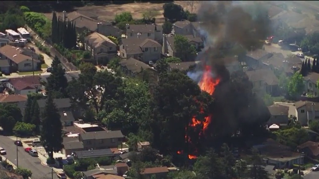 Roaring flames in Hayward neighborhood