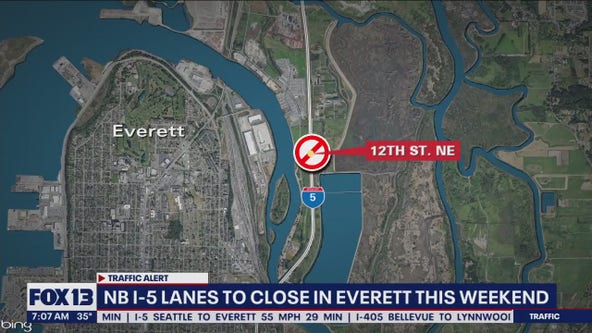 Northbound I-5 lanes to close in Everett this weekend