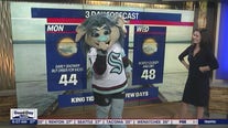 Kraken mascot Buoy joins Meteorologist Abby Acone for your Seattle weather forecast