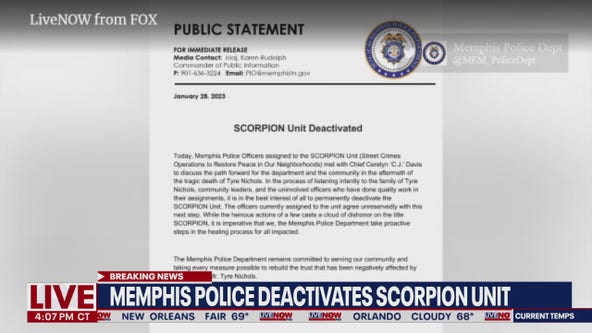 Memphis Police deactivates SCORPION unit following release of Tyre Nichols arrest video | LiveNOW from FOX