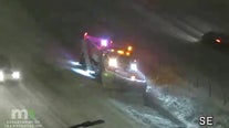 Video: Snow plow gets stuck on Hwy 100