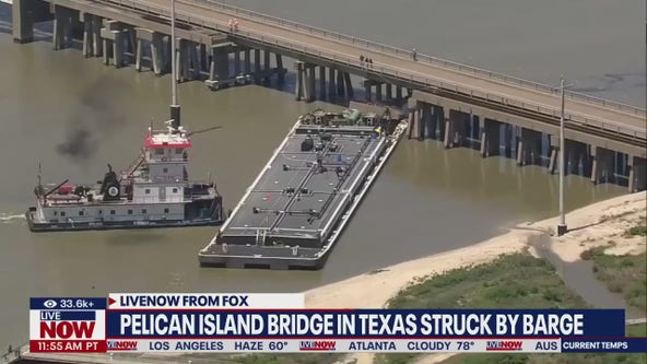 Gulf waterway closed after barge slams into bridge