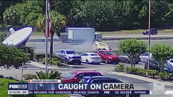 Caught on video: Military humvee spins out on I-4