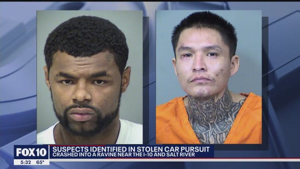 Suspects identified after police chase ends with car driving down Salt River ravine