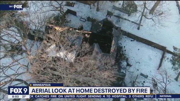 Aerial look at Bde Maka Ska home damaged by fire