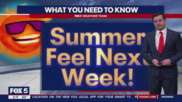 Temperatures will feel like summer in the DC area next week