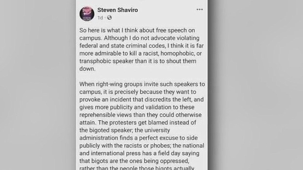 Wayne State professor off the job after advocating killing right-wing speakers on campus