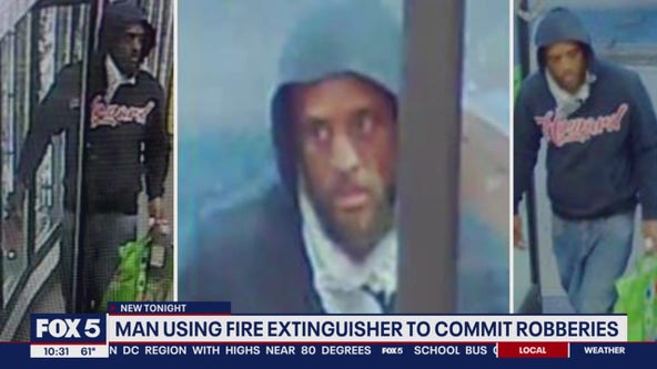 DC police searching for suspect using fire extinguisher to commit robberies