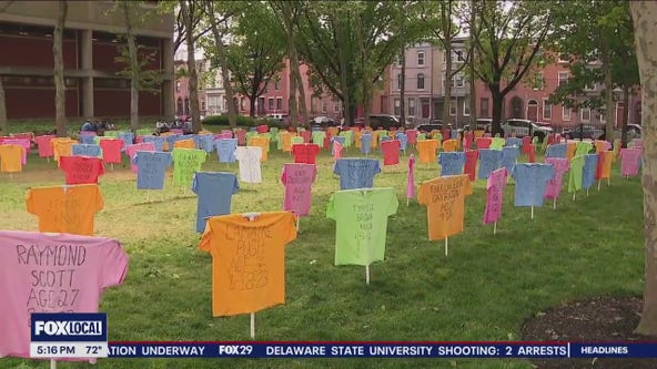 Students leave bright message as reminder of lives lost to gun violence in North Philly