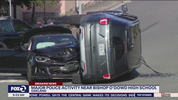 Gunfire, car crash near Oakland's Bishop O'Dowd High School