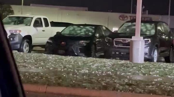 Hail hits a Round Rock car dealership