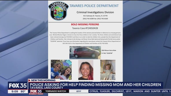Tavares police looking for missing mom and her 3 children