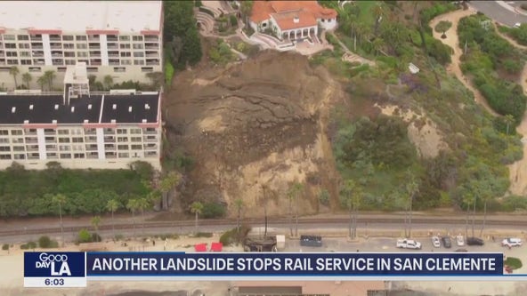 Another landslide stops rail service in San Clemente