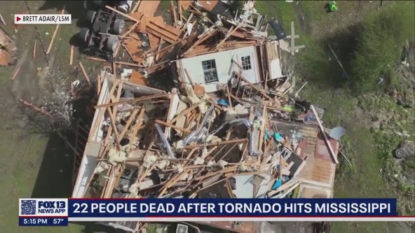 At least 22 people killed in Mississippi tornado