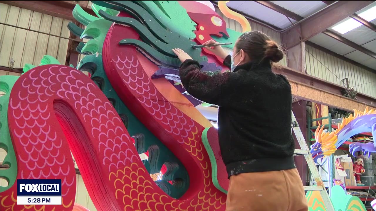 Chinese New Year Parade floats near completion
