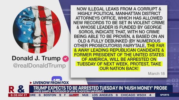 Trump expected to be arrested on Tuesday in 'hush money' probe