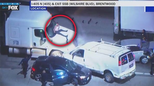 Violent ending to pursuit on 405 Freeway