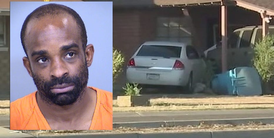 Suspect accused of murder, aggravated assault after car crashes into Phoenix home