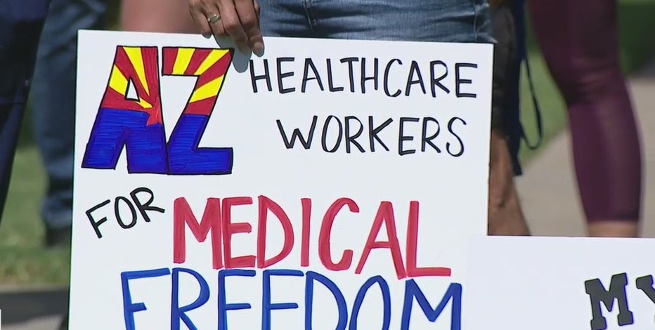 Arizona health care workers protest against mandatory COVID-19 vaccinations