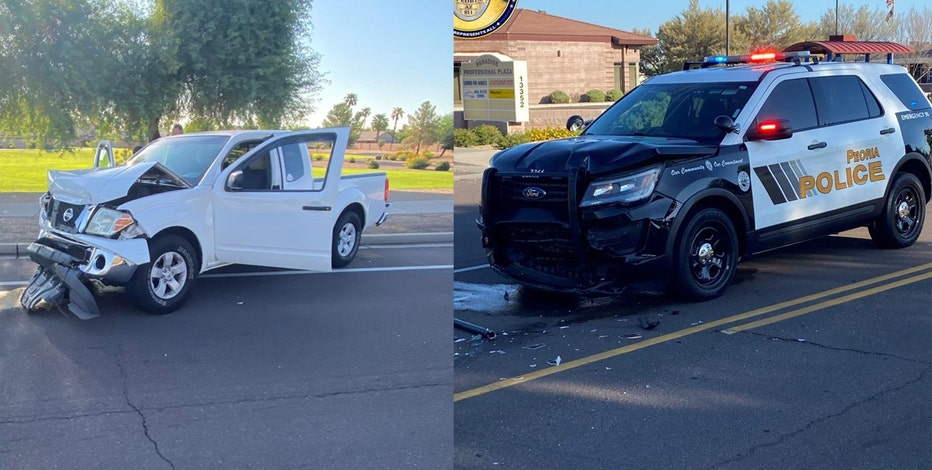 Suspected impaired driver crashes head-on into Peoria officer's SUV