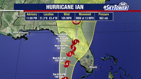 Hurricane Ian becomes category 2, prompts hurricane and storm surge warnings for parts of Tampa Bay area