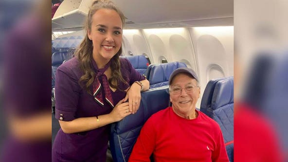 Flight attendant who was joined by dad on every Christmas flight has holiday off for ‘first time’