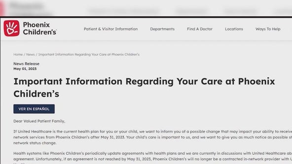 Phoenix Children's Hospital won't accept UnitedHealthcare anymore as negotiations fail