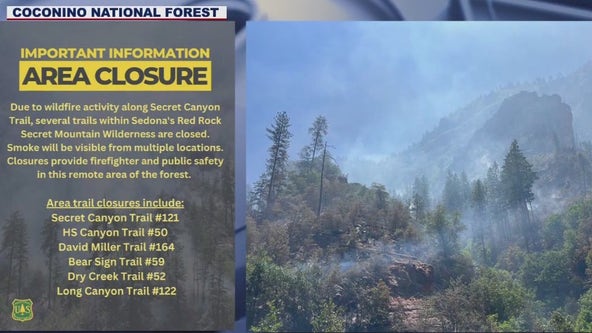 Wildfire closes some Sedona hiking trails this weekend