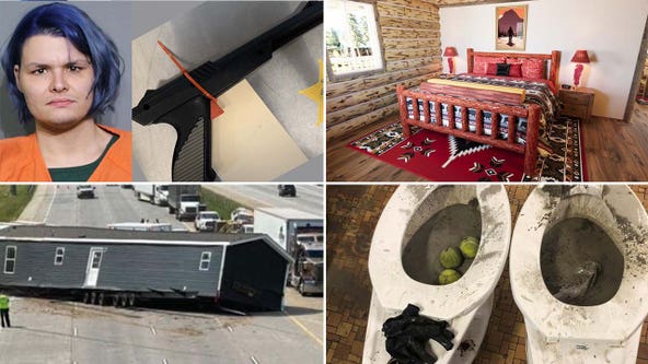 Robbery with 'Dunk Hunt' pistol, beef stick bed, mobile home slides off truck: This week's unusual headlines