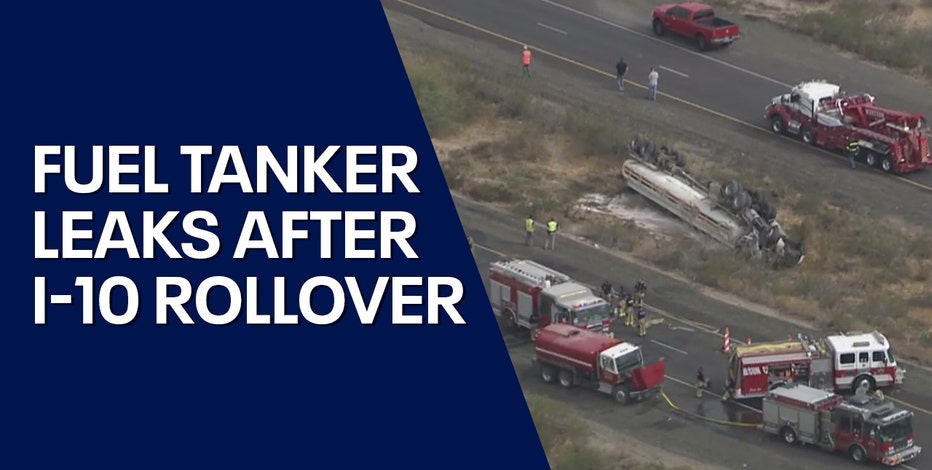 Over 7,600 gallons of fuel leaking on I-10 after semi crash in Tonopah