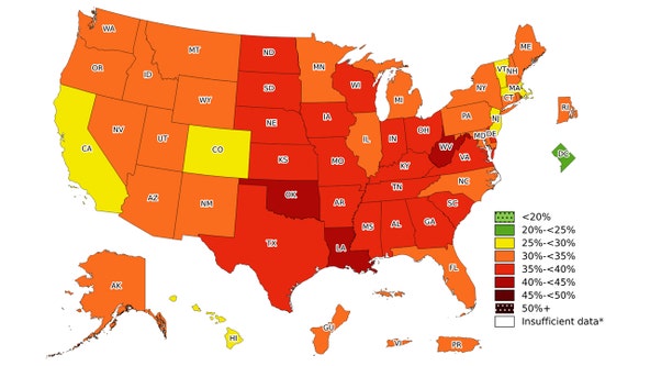 Obesity maps: CDC reveals which US states have the highest body mass index among residents