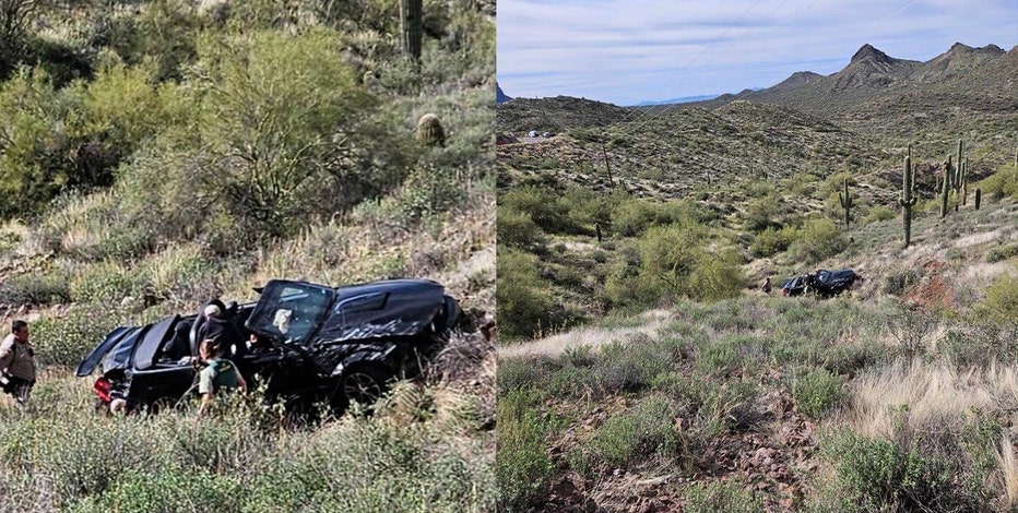 Convertible goes off cliff side near Lost Dutchman State Park; driver injured