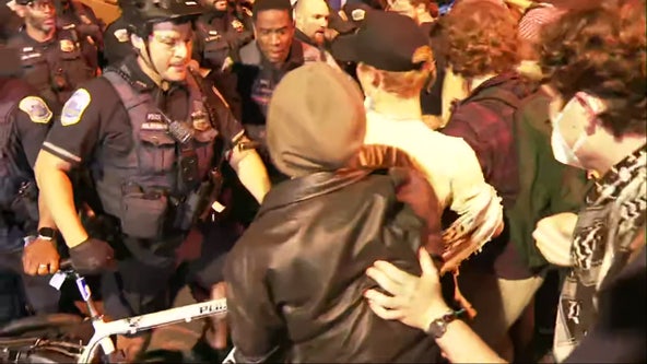 Protesters, cops clash in DC streets as George Washington University protest encampment cleared